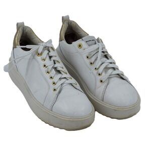Michael Kors White Leather‎ Gold Accent Platform Sneakers Women's Size 9.5